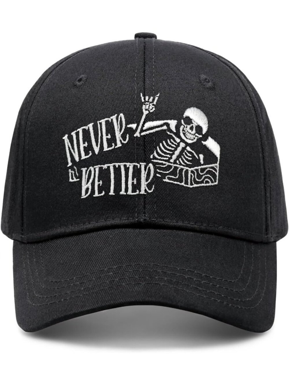 🎃 Unisex Halloween Black White Embroidered Adjustable Washable Baseball Caps